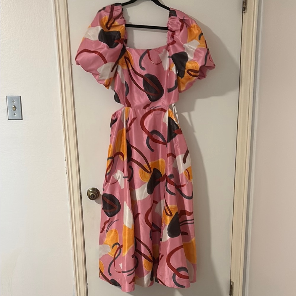 Colorful Puff Sleeve Dress